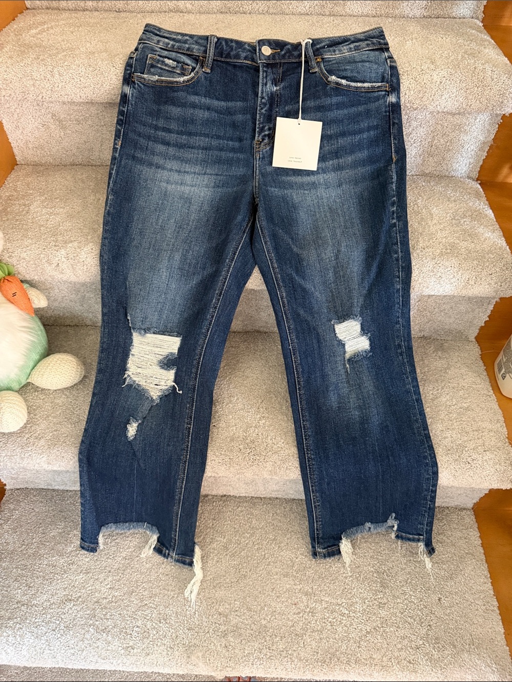 Vervet Mid Rise Kick Flare Women’s Distressed Dark Blue Denim Jeans